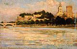 Palace Canvas Paintings - The Palace of the Popes and Pont d'Avignon